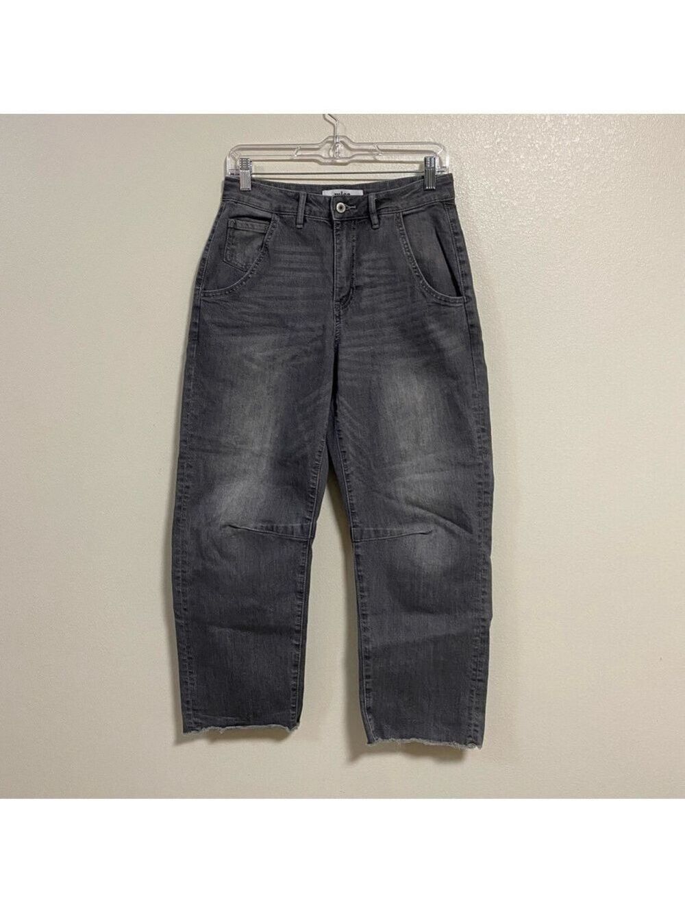 Mica Denim Jeans Women Size 1/25 Pure Gray High Rise Barrel Leg Jeans